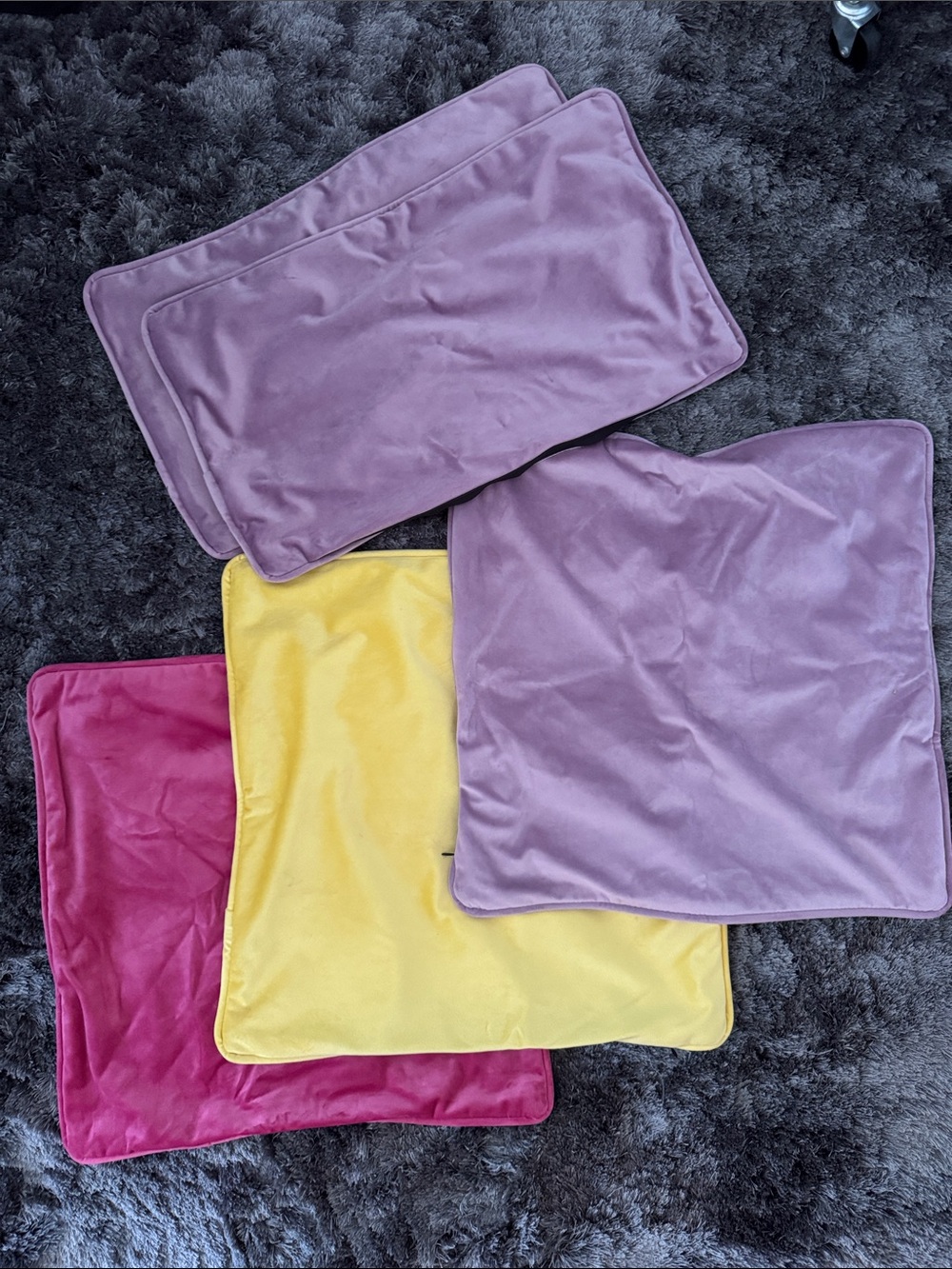 Throw Pillow Case Covers - 2 sizes Velvet Feel - lavender yellow hot pink